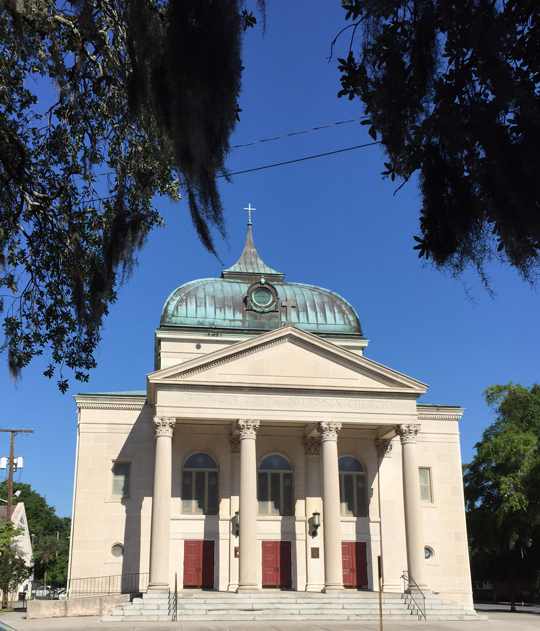 A Savannah Church with beautiful copper dome